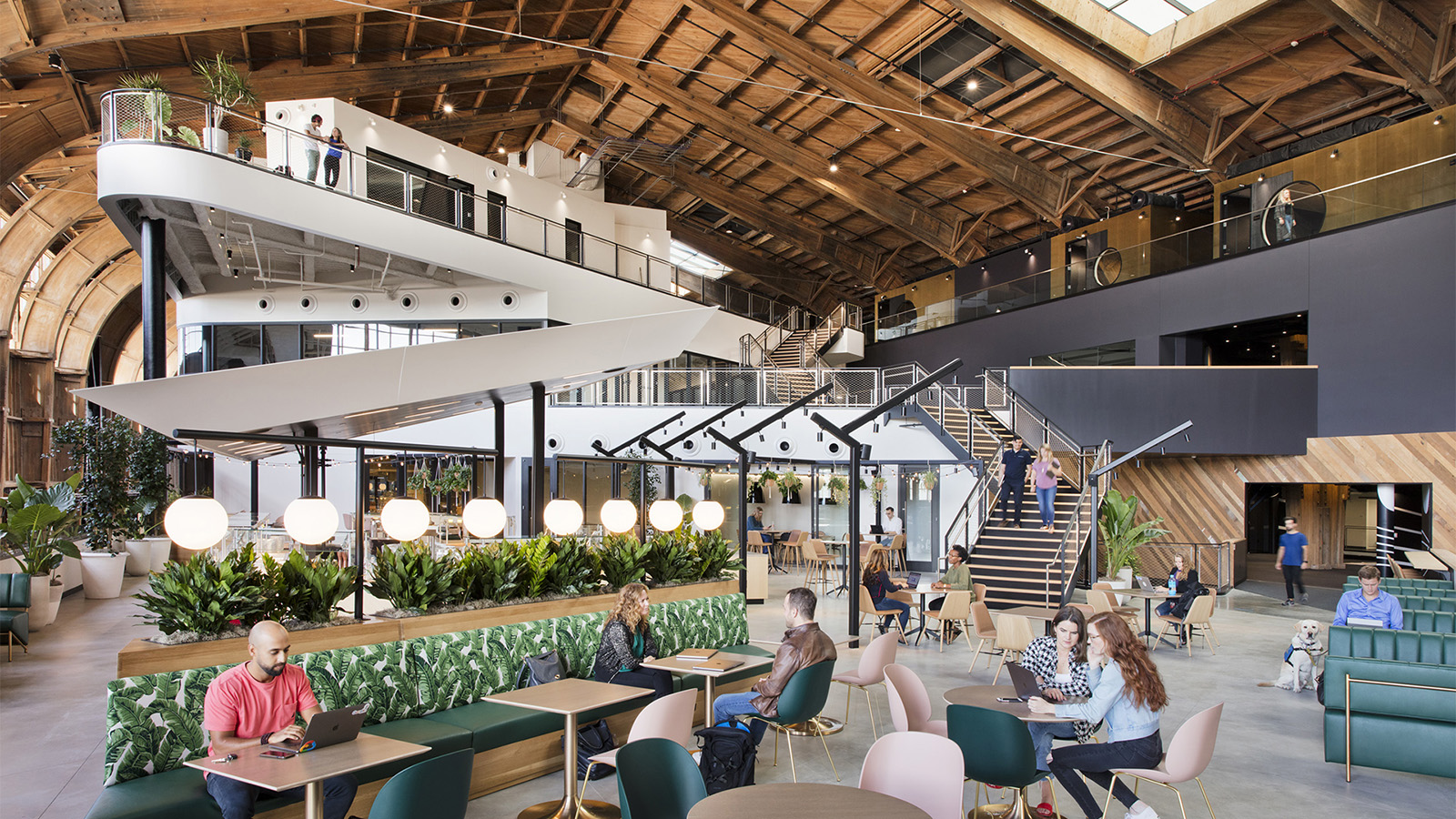 Interior view of the Google Spruce Goose hangar workspace
