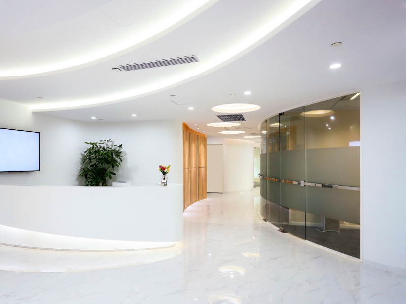 Commercial and residential building lobby